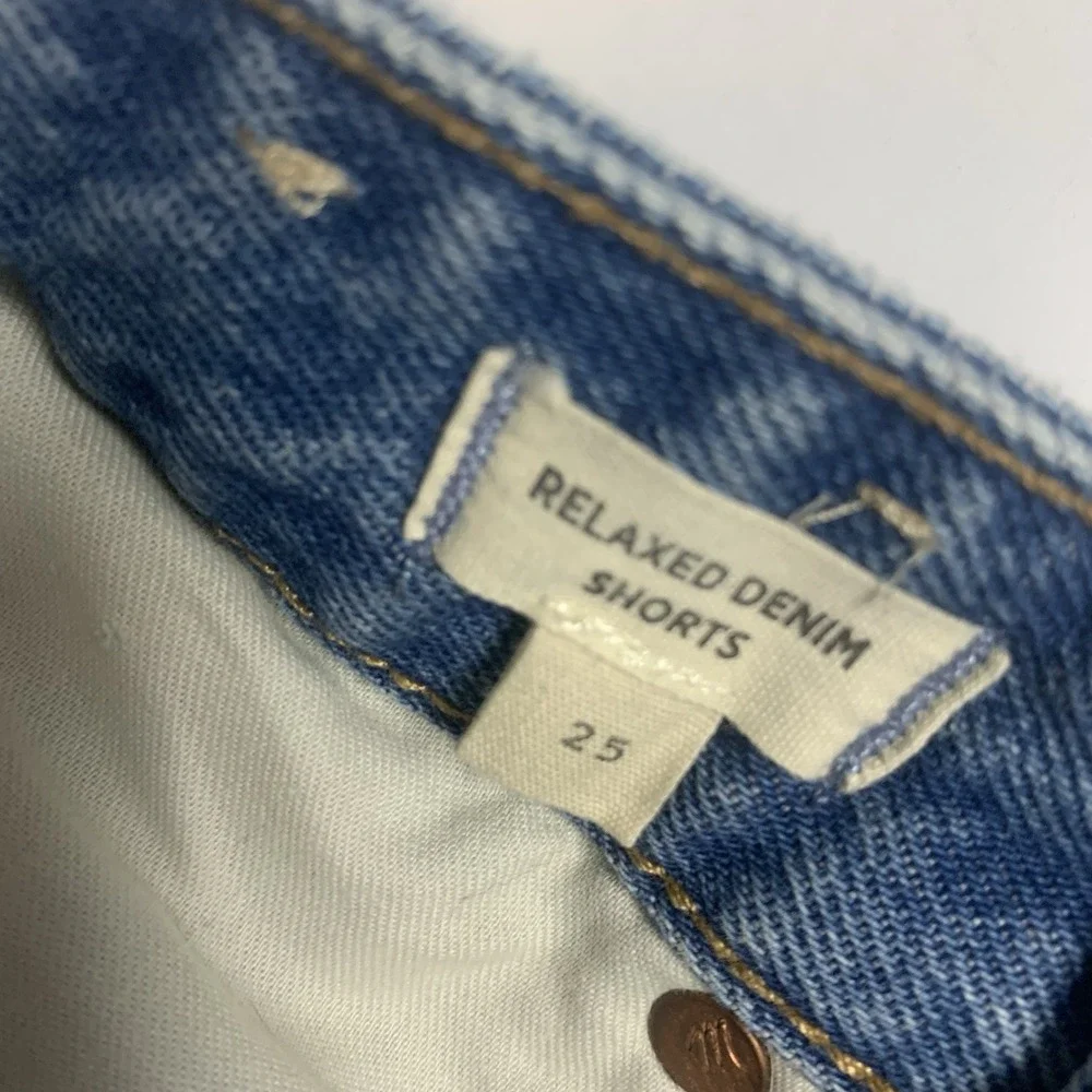 Madewell Short Womens 25‎ Relaxed Denim Distressed Blue Raw Hem Boho Cowgirl
